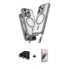 MARSİLYAN™- iPhone 15 Pro Max Kılıf Atlas Doku Koleksiyonu - Siyah Bilvis 3D Mat Cam Ekran Koruyucu + Raze Metal Kamera Lens - SH
