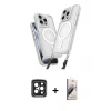 MARSİLYAN™- iPhone 15 Pro Max Kılıf Atlas Doku Koleksiyonu - Siyah Bilvis 3D Mat Cam Ekran Koruyucu + Siyah PVD Metal Kamera Lens