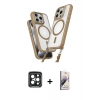 MARSİLYAN™- iPhone 15 Pro Max Kılıf Atlas Doku Koleksiyonu - Siyah Bilvis 3D Mat Cam Ekran Koruyucu + Siyah PVD Metal Kamera Lens