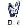 MARSİLYAN™- iPhone 15 Pro Max Kılıf Atlas Doku Koleksiyonu - Siyah Bilvis 3D Mat Cam Ekran Koruyucu + PVD Metal Kamera Lens - TU