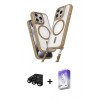 MARSİLYAN™- iPhone 15 Pro Max Kılıf Atlas Doku Koleksiyonu - Siyah Bilvis 5in1 3D Magic Cam Ekran Koruyucu + Siyah Raze Metal Kamera Lens