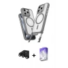 MARSİLYAN™- iPhone 15 Pro Max Kılıf Atlas Doku Koleksiyonu - Siyah Bilvis 5in1 3D Magic Cam Ekran Koruyucu + Siyah Raze Metal Kamera Lens
