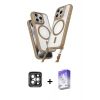 MARSİLYAN™- iPhone 15 Pro Max Kılıf Atlas Doku Koleksiyonu - Siyah Bilvis 5in1 3D Magic Cam Ekran Koruyucu + PVD Metal Kamera Lens - GI