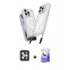 MARSİLYAN™- iPhone 15 Pro Max Kılıf Atlas Doku Koleksiyonu - Siyah Bilvis 5in1 5D Magic Hayalet Cam Ekran Koruyucu + PVD Metal Kamera Lens - GI