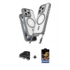 MARSİLYAN™- iPhone 15 Pro Max Kılıf Atlas Doku Koleksiyonu - Siyah Buffer Hayalet Cam Ekran Koruyucu + Gümüş Raze Metal Kamera Lens