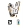 MARSİLYAN™- iPhone 15 Pro Max Kılıf Atlas Doku Koleksiyonu - Siyah Polymer Nano Ekran Koruyucu + PVD Metal Kamera Lens - LT