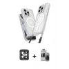 MARSİLYAN™- iPhone 15 Pro Max Kılıf Atlas Doku Koleksiyonu - Siyah Vanessa Magic Hayalet Cam + Gri PVD Metal Kamera Lens