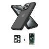 MARSİLYAN™- iPhone 15 Pro Max Kılıf Atlas Form - Şeffaf 360 Full Body Arka Koruyucu + PVD Metal Kamera Lens - LT
