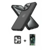 MARSİLYAN™- iPhone 15 Pro Max Kılıf Atlas Form - Şeffaf 360 Full Body Arka Koruyucu + PVD Metal Kamera Lens - GS