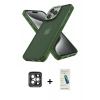 MARSİLYAN™- iPhone 15 Pro Max Kılıf Atlas Form - Şeffaf Pasifik Cam Ekran Koruyucu + PVD Metal Kamera Lens - GI
