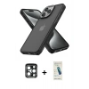 MARSİLYAN™- iPhone 15 Pro Max Kılıf Atlas Form - Şeffaf Pasifik Cam Ekran Koruyucu + PVD Metal Kamera Lens - LT