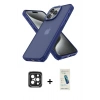 MARSİLYAN™- iPhone 15 Pro Max Kılıf Atlas Form - Şeffaf Pasifik Cam Ekran Koruyucu + Siyah PVD Metal Kamera Lens