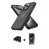 MARSİLYAN™- iPhone 15 Pro Max Kılıf Atlas Form - Siyah 360 Mat Full Body Arka Koruyucu + Raze Metal Kamera Lens - SH