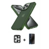 MARSİLYAN™- iPhone 15 Pro Max Kılıf Atlas Form - Siyah 3D Antistatik Hayalet Cam Ekran Koruyucu + PVD Metal Kamera Lens - LT
