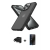 MARSİLYAN™- iPhone 15 Pro Max Kılıf Atlas Form - Siyah 3D Antistatik Hayalet Cam Ekran Koruyucu + Raze Metal Kamera Lens - SH