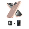 MARSİLYAN™- iPhone 15 Pro Max Kılıf Atlas Form - Siyah 3D Antistatik Hayalet Cam Ekran Koruyucu + PVD Metal Kamera Lens - SH