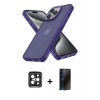 MARSİLYAN™- iPhone 15 Pro Max Kılıf Atlas Form - Siyah 3D Antistatik Hayalet Cam Ekran Koruyucu + PVD Metal Kamera Lens - SH