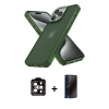 MARSİLYAN™- iPhone 15 Pro Max Kılıf Atlas Form - Siyah 3D Antistatik Hayalet Cam Ekran Koruyucu + PVD Metal Kamera Lens - TU