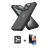 MARSİLYAN™- iPhone 15 Pro Max Kılıf Atlas Form - Siyah 3D Antistatik Mat Seramik Nano Ekran Koruyucu + PVD Metal Kamera Lens - GI