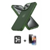 MARSİLYAN™- iPhone 15 Pro Max Kılıf Atlas Form - Siyah 3D Antistatik Mat Seramik Nano Ekran Koruyucu + PVD Metal Kamera Lens - GI