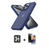 MARSİLYAN™- iPhone 15 Pro Max Kılıf Atlas Form - Siyah 3D Antistatik Mat Seramik Nano Ekran Koruyucu + PVD Metal Kamera Lens - GI