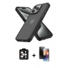 MARSİLYAN™- iPhone 15 Pro Max Kılıf Atlas Form - Siyah 3D Antistatik Mat Seramik Nano Ekran Koruyucu + PVD Metal Kamera Lens - TU