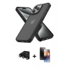 MARSİLYAN™- iPhone 15 Pro Max Kılıf Atlas Form - Siyah 3D Antistatik Mat Seramik Nano Ekran Koruyucu + Raze Metal Kamera Lens - SH