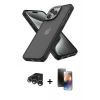 MARSİLYAN™- iPhone 15 Pro Max Kılıf Atlas Form - Siyah 3D Antistatik Mat Seramik Nano Ekran Koruyucu + Raze Metal Kamera Lens - GS