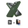 MARSİLYAN™- iPhone 15 Pro Max Kılıf Atlas Form - Siyah 3D Antistatik Mat Seramik Nano Ekran Koruyucu + Siyah PVD Metal Kamera Lens