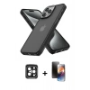 MARSİLYAN™- iPhone 15 Pro Max Kılıf Atlas Form - Siyah 3D Antistatik Mat Seramik Nano Ekran Koruyucu + Siyah PVD Metal Kamera Lens