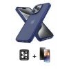 MARSİLYAN™- iPhone 15 Pro Max Kılıf Atlas Form - Siyah 3D Antistatik Mat Seramik Nano Ekran Koruyucu + Siyah PVD Metal Kamera Lens