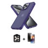 MARSİLYAN™- iPhone 15 Pro Max Kılıf Atlas Form - Siyah 3D Antistatik Mat Seramik Nano Ekran Koruyucu + Turuncu PVD Metal Kamera Lens