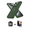 MARSİLYAN™- iPhone 15 Pro Max Kılıf Atlas Form - Siyah 3D Antistatik Mat Seramik Nano Ekran Koruyucu + Turuncu PVD Metal Kamera Lens