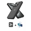 MARSİLYAN™- iPhone 15 Pro Max Kılıf Atlas Form - Siyah 3D Antistatik Seramik Nano Ekran Koruyucu + PVD Metal Kamera Lens - GI