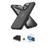 MARSİLYAN™- iPhone 15 Pro Max Kılıf Atlas Form - Siyah 3D Antistatik Seramik Nano Ekran Koruyucu + Lacivert Raze Metal Kamera Lens