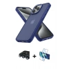 MARSİLYAN™- iPhone 15 Pro Max Kılıf Atlas Form - Siyah 3D Antistatik Seramik Nano Ekran Koruyucu + Lacivert Raze Metal Kamera Lens