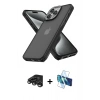MARSİLYAN™- iPhone 15 Pro Max Kılıf Atlas Form - Siyah 3D Antistatik Seramik Nano Ekran Koruyucu + Titanyum Gri Raze Metal Kamera Lens