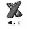 MARSİLYAN™- iPhone 15 Pro Max Kılıf Atlas Form - Siyah Bilvis 0.18mm Plus Cam Ekran Koruyucu + Gümüş Raze Metal Kamera Lens