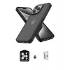 MARSİLYAN™- iPhone 15 Pro Max Kılıf Atlas Form - Siyah Bilvis 0.18mm Plus Cam Ekran Koruyucu + PVD Metal Kamera Lens - TU