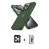 MARSİLYAN™- iPhone 15 Pro Max Kılıf Atlas Form - Siyah Bilvis 3D Cam Ekran Koruyucu + PVD Metal Kamera Lens - GI