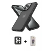 MARSİLYAN™- iPhone 15 Pro Max Kılıf Atlas Form - Siyah Bilvis 3D Cam Ekran Koruyucu + PVD Metal Kamera Lens - GI