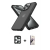 MARSİLYAN™- iPhone 15 Pro Max Kılıf Atlas Form - Siyah Bilvis 3D Mat Cam Ekran Koruyucu + PVD Metal Kamera Lens - LT