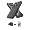 MARSİLYAN™- iPhone 15 Pro Max Kılıf Atlas Form - Siyah Bilvis 3D Mat Cam Ekran Koruyucu + Raze Metal Kamera Lens - TMGI