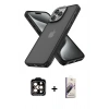 MARSİLYAN™- iPhone 15 Pro Max Kılıf Atlas Form - Siyah Bilvis 3D Mat Cam Ekran Koruyucu + PVD Metal Kamera Lens - TU
