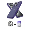 MARSİLYAN™- iPhone 15 Pro Max Kılıf Atlas Form - Siyah Bilvis 5in1 3D Magic Cam Ekran Koruyucu + Gümüş PVD Metal Kamera Lens