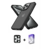MARSİLYAN™- iPhone 15 Pro Max Kılıf Atlas Form - Siyah Bilvis 5in1 3D Magic Cam Ekran Koruyucu + PVD Metal Kamera Lens - LT