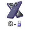 MARSİLYAN™- iPhone 15 Pro Max Kılıf Atlas Form - Siyah Bilvis 5in1 5D Magic Hayalet Cam Ekran Koruyucu + Gümüş PVD Metal Kamera Lens