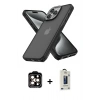 MARSİLYAN™- iPhone 15 Pro Max Kılıf Atlas Form - Siyah Bilvis Hayalet Cam Ekran Koruyucu + PVD Metal Kamera Lens - TU