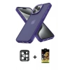 MARSİLYAN™- iPhone 15 Pro Max Kılıf Atlas Form - Siyah Buffer Cam Ekran Koruyucu + PVD Metal Kamera Lens - LT
