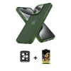 MARSİLYAN™- iPhone 15 Pro Max Kılıf Atlas Form - Siyah Buffer Cam Ekran Koruyucu + PVD Metal Kamera Lens - SH